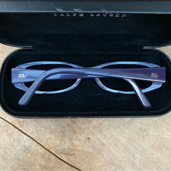 Ralph Lauren reader glasses frames only women two tone Lucite purple with case main image 2